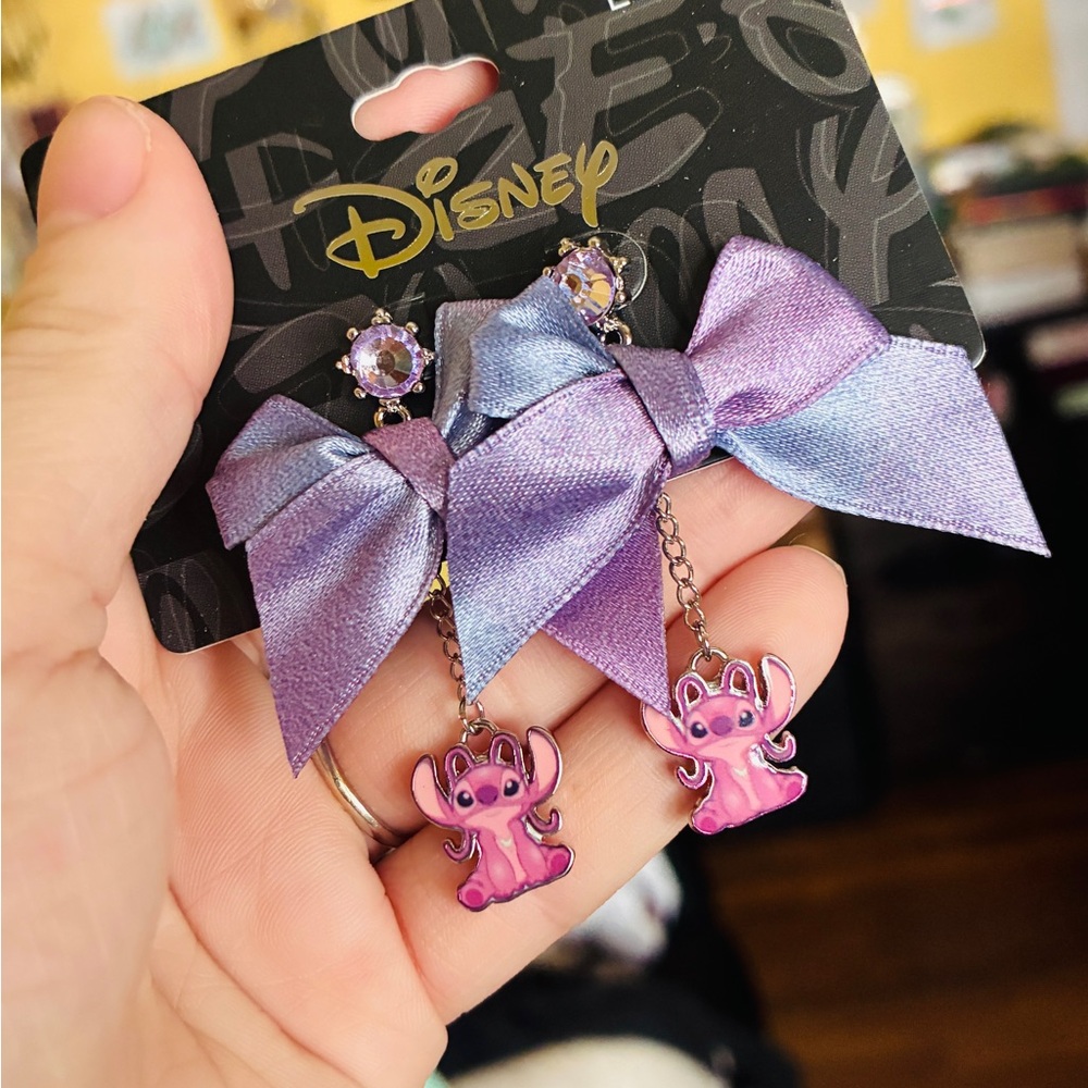 Disney Lilo & Stitch Purple and Pink Bow Earrings
